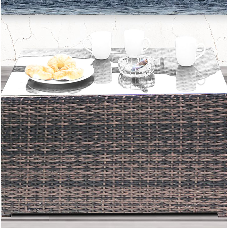 Rectangular Coffee Table In Brown With Tough Glass Top And / Base, 33''L X 22''W 18''H, For Different Residential Non-Residential Purposes Frosted Multiple Use Cases Areas
