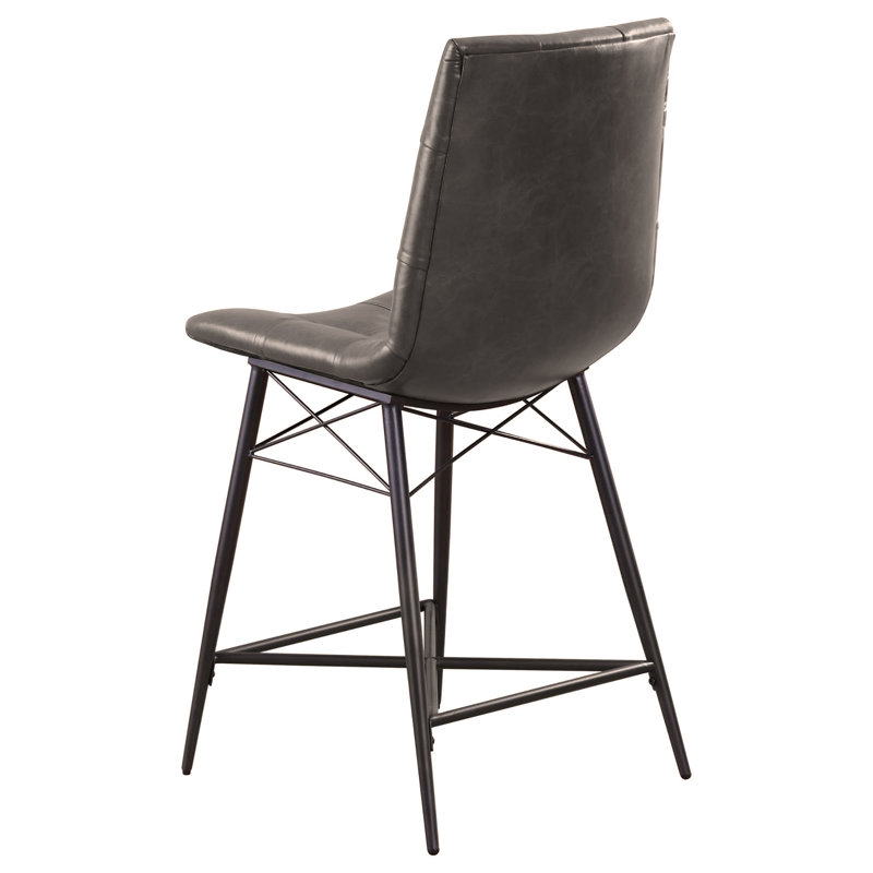 Tabourets de comptoir gris capitonnés (ensemble de 2), Noir, noir, noir, noir