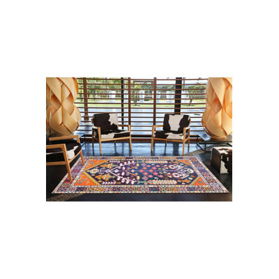 Multi Colour Traditional Motif Ethnic Flower Pattern Vintage Decorative Machine Washable Area Rug