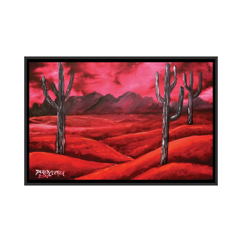 «Southwestern Desert», impression sur toile, H 18 po x l 26 po x P 1,5 po, Toile avec cadre noir, Pas de tapis