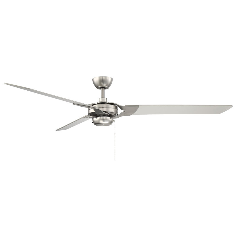 Ventilateur de plafond standard à 3 pales 62 po Graysen avec chaîne de traction, argent