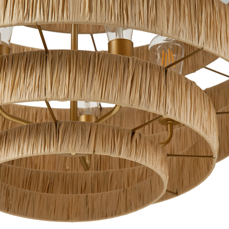 Luminaire suspendu ajustable 5 lumières en fer brun