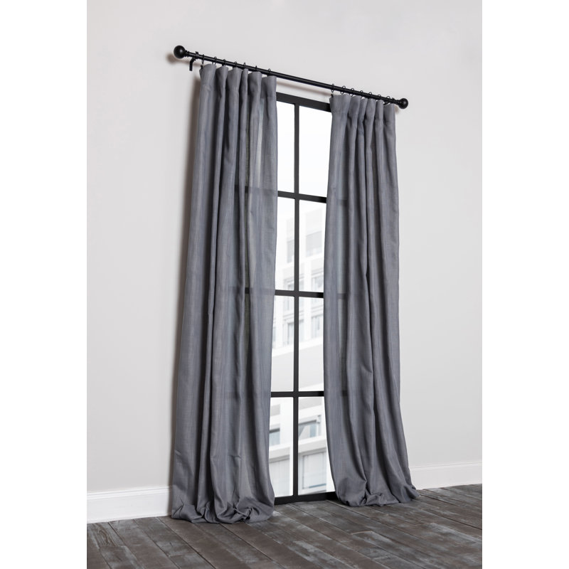 Baltras Semi Sheer Curtain Single Panel, 54" x 96", Smoke Blue