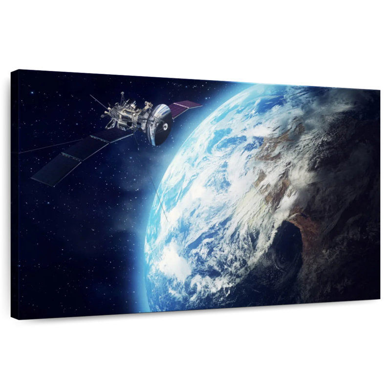 Satellite Revolving Earth, 20" H x 30" W