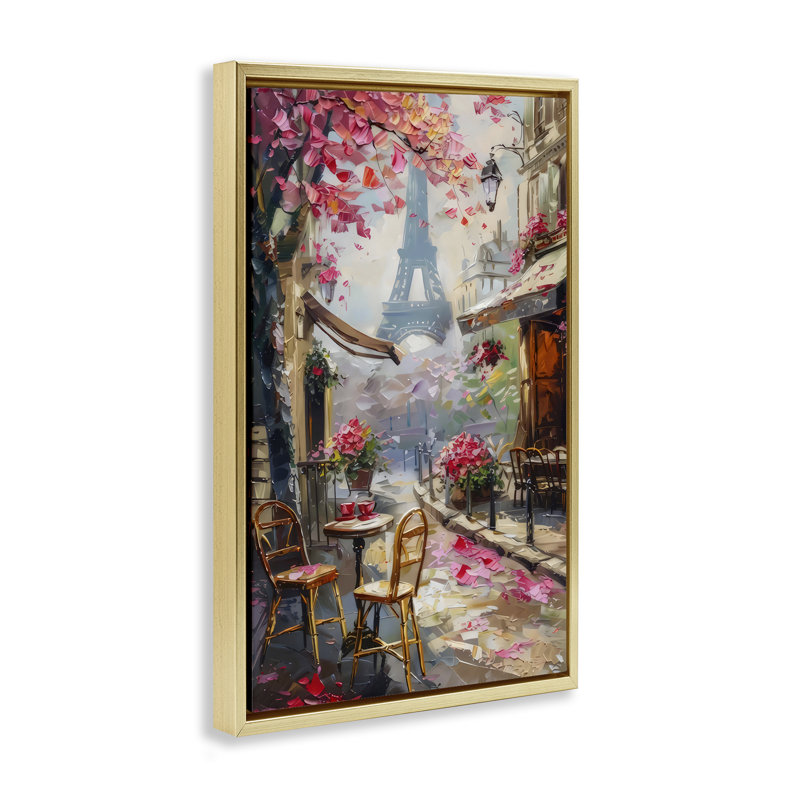 Romantic Paris Cafe Floating Frame, design by LSR Creative Studio, 25" H x 17" W, Metallic Gold Floater Frame