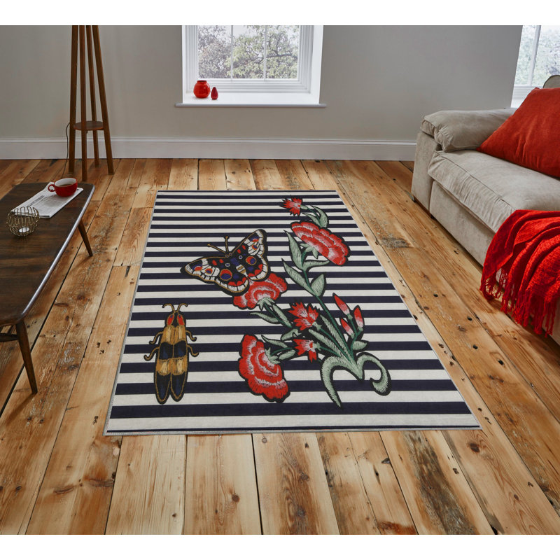 Premium Woven Carpet, 5.2 x 7.5 ft, 100% Polyester, Antibacterial, Non-Slip Underside, 0.3 in Pile Height | Machine Washable, 3D Digital Print | Perfect for Living Room, Bedroom & Office Décor