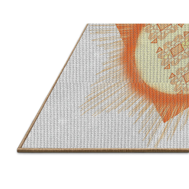 Tapis crème/orange/jaune tissé à la machine, Rectangle 5 pi x 8 pi