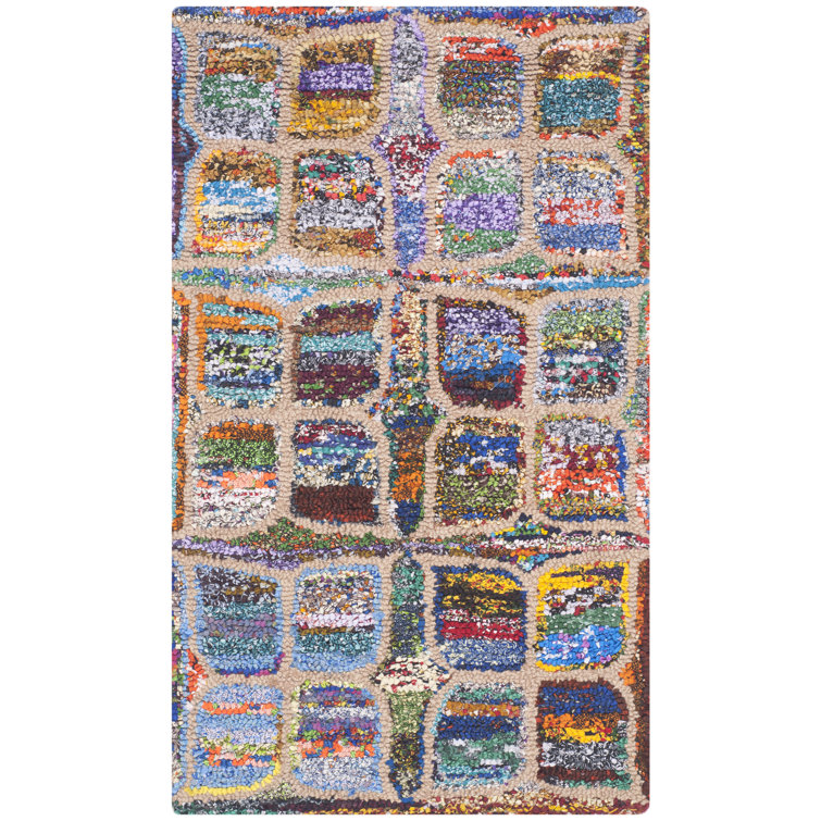 Anaheim Hand Tufted Cotton/Jute Geometric Rug in Purple/Dark Blue/Red