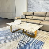 Rectangular coffee table with sintered stone top, metal frame, for Living Room