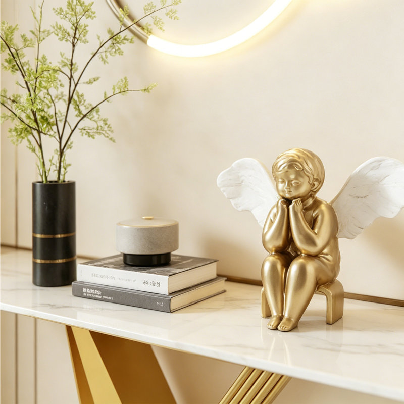 Console légère en métal de style luxueux., H 33,4 po x l 47,2 po x P 13,7 po