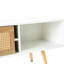 Meuble télé 53,59 po avec pieds en bois massif, blanc, portes coulissantes doubles, tablette ajustable pour cabinet blanc, 53,59 po, tablette, espace de rangement pour les pieds