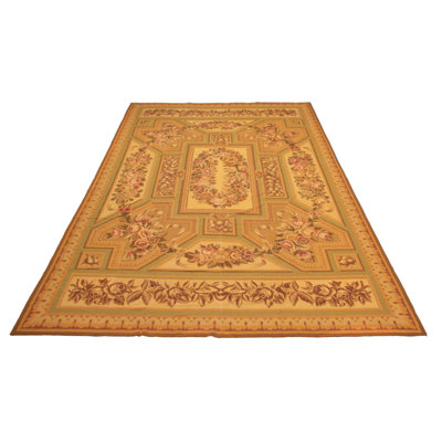 Kilim en laine beige tissé à la main 11 pi 6 po x 17 pi 3 po