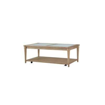 Table basse en verre givré avec roulettes