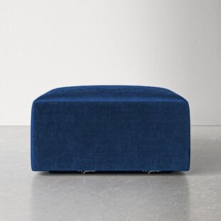 highwood Black Outdoor Ottoman - Square Shape - Blue Fabric - 100