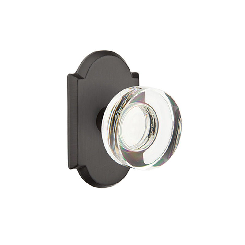 Ensemble de boutons de passage Emtek avec rosette n ° 1 et bouton de verre moderne, Dos plat