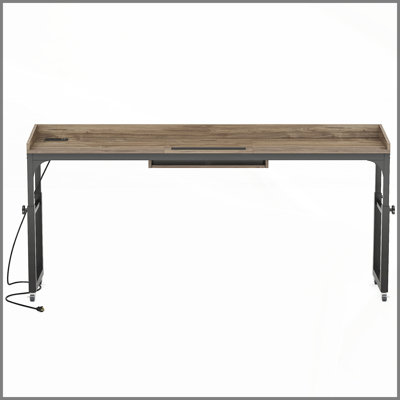 Table de lit réglable en hauteur avec roulettes, bureau pour ordinateur portable grand format, support inclinable, prises intégrées et ports USB pour lit / canapé (gris foncé)