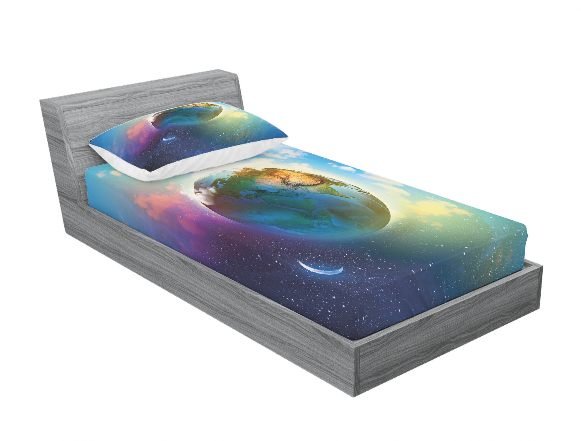 Ambesonne Earth Outer Space Scene Enchanted Cosmos Atmosphere Sheet Set ...
