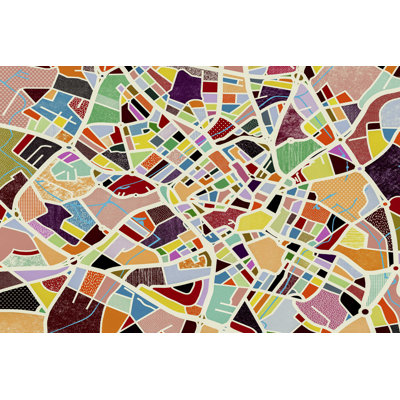 «Modern Birmingham Map» par Nikki Galapon - reproduction d'art sur toile tendue
