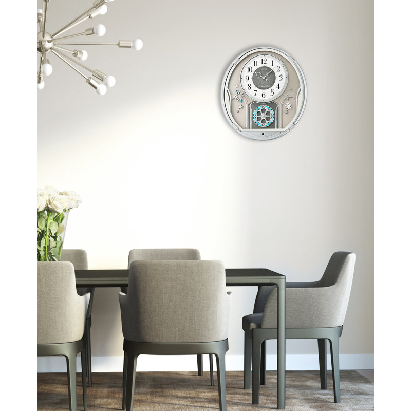 QXM375SRH Melodies In Motion Clock, Silver-Tone