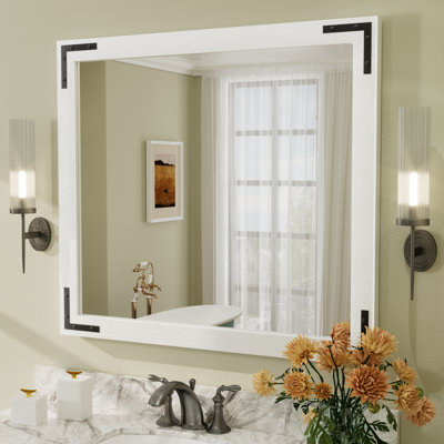 Amara Rustic Farmhouse Solid Wood Framed Tempered Glass Wall Mirror with 5-Year Warranty