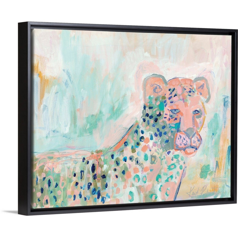 « Cheetah Watch » par Kait Roberts-impression sur toile, H 18 po x l 22 po x P 1,75 po, Toile avec cadre noir