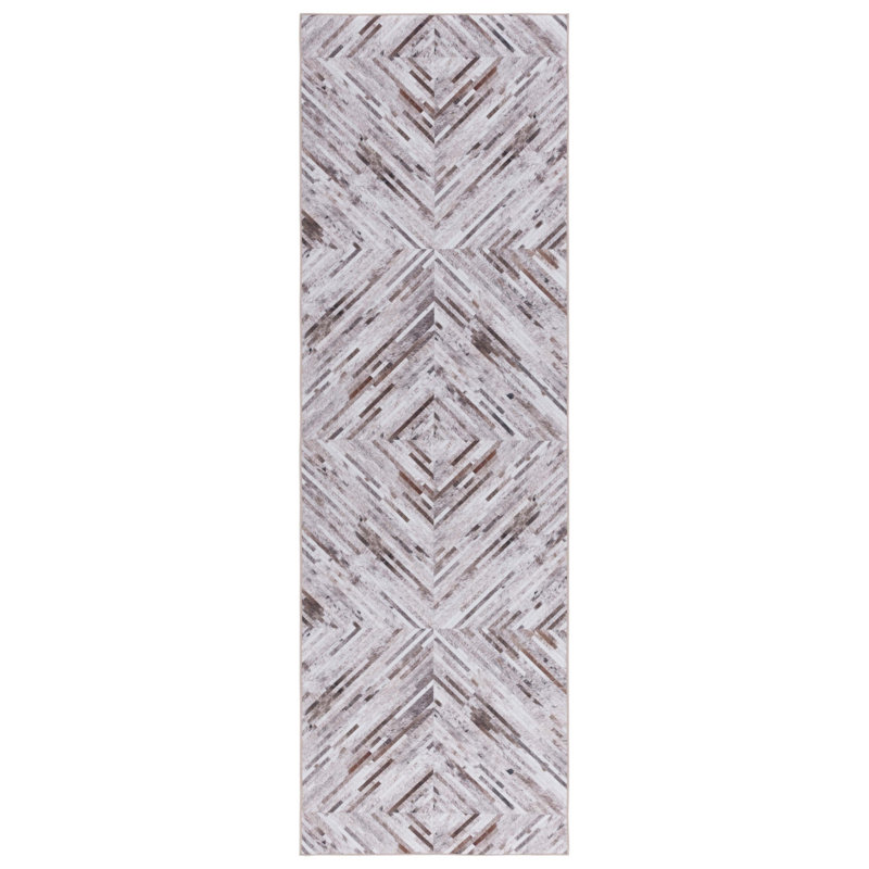 Tapis géométrique lavable à la machine Aurelea, Tapis de couloir 2 pi 6 po x 8 pi