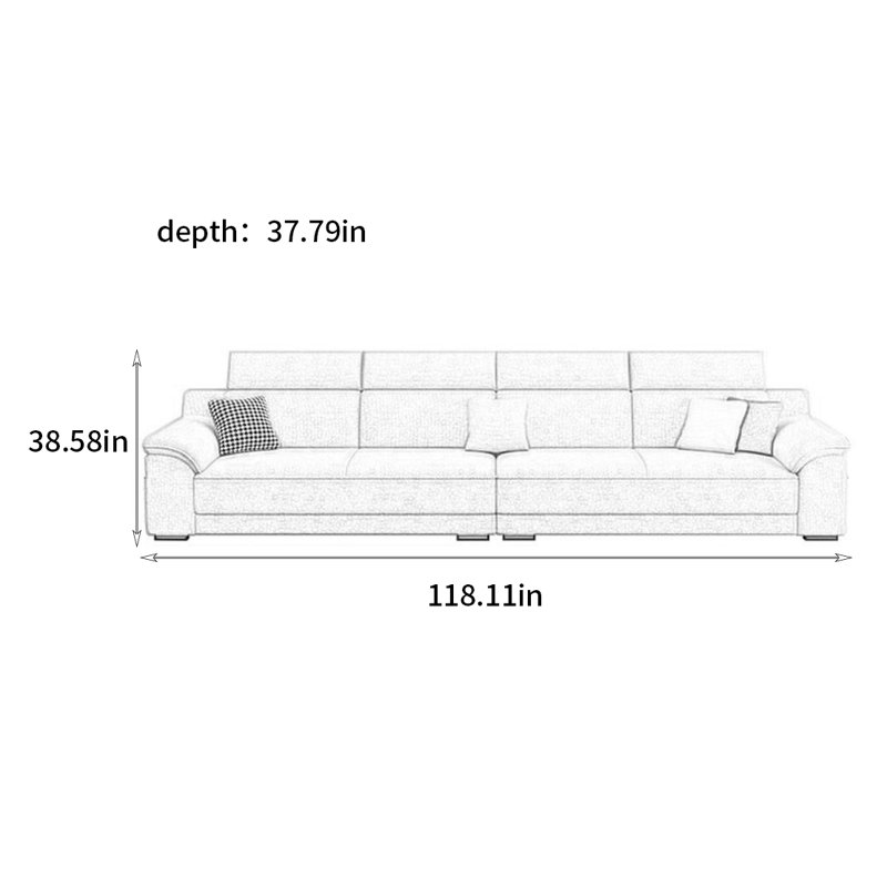 American modern simple sofa, 38.58" H x 118.11" W x 37.79" D