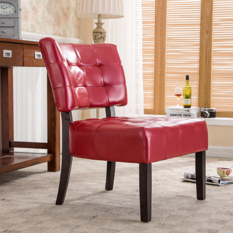 Fauteuil d'appoint capitonné en tissu mélangé et capitonné avec sièges surdimensionnés, Rouge