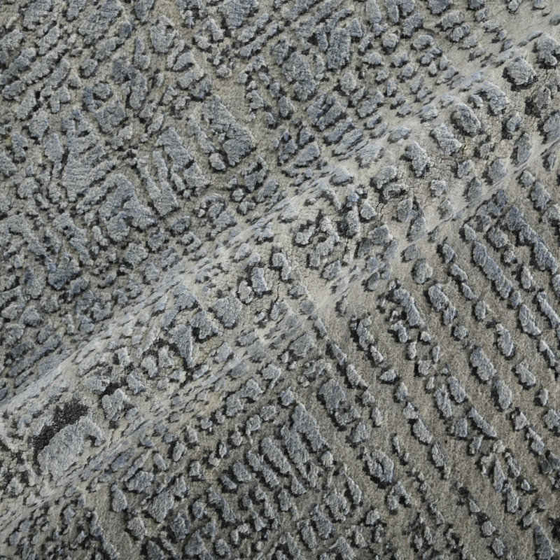 Majestic Blue Hand-Knotted Wool and Silk Area Rug 10'x14'