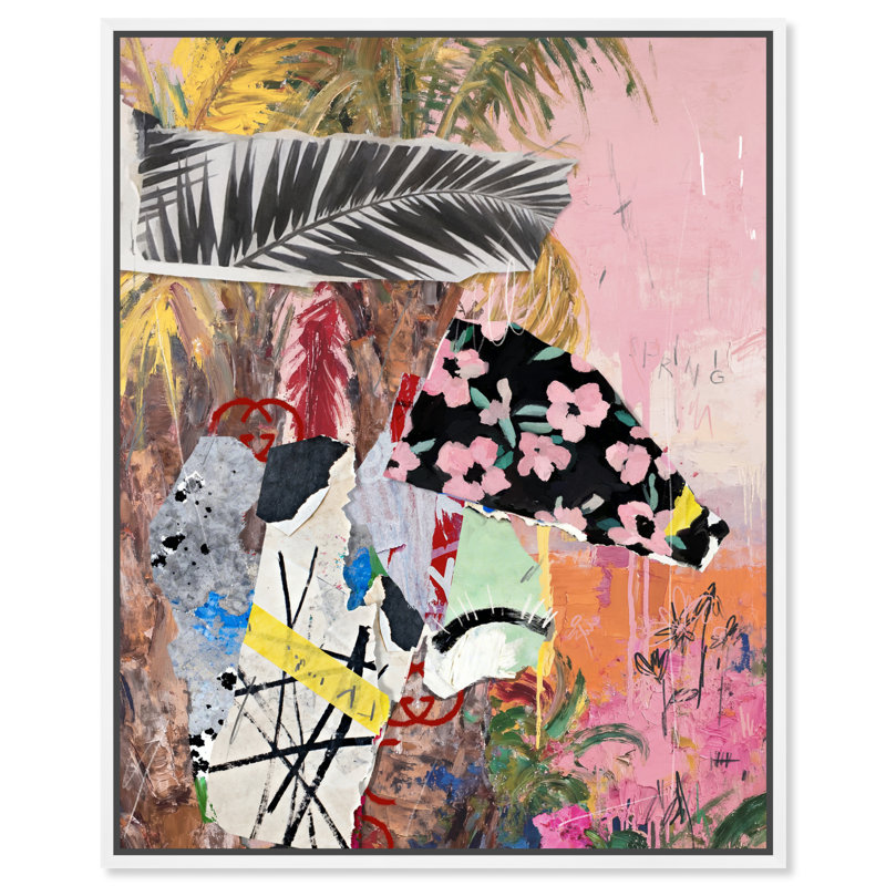 Palm Tree Pinks Print by Oliver Gal, 25"H x 31"W, White Floater Frame