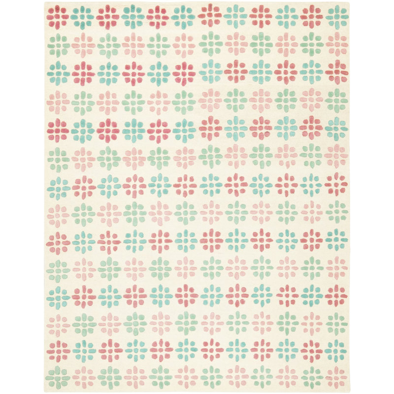 Candelo Hand Tufted Wool Floral Rug, Rectangle 6' x 9'