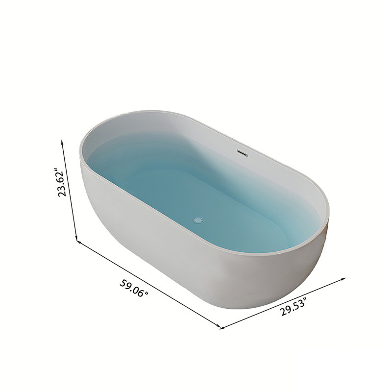 59.06"x29.53"Acrylic Home Freestanding Seamless Integrated Bathtub