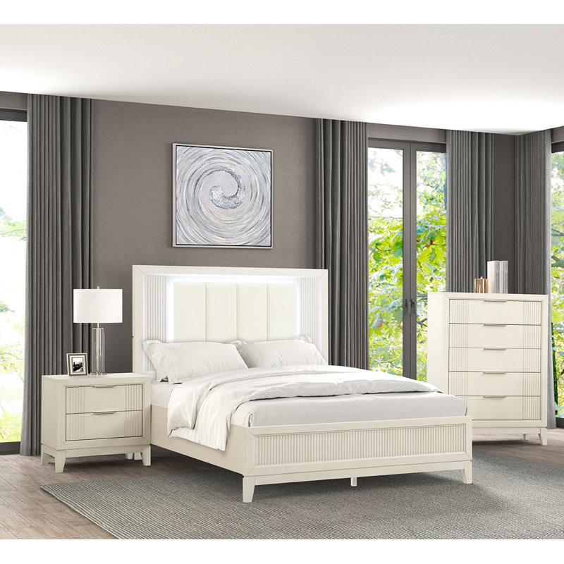 Queen Bed, Antique White, Queen