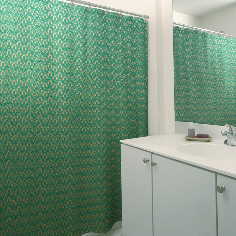Rideau de douche simple de style art déco, Vert / Jaune