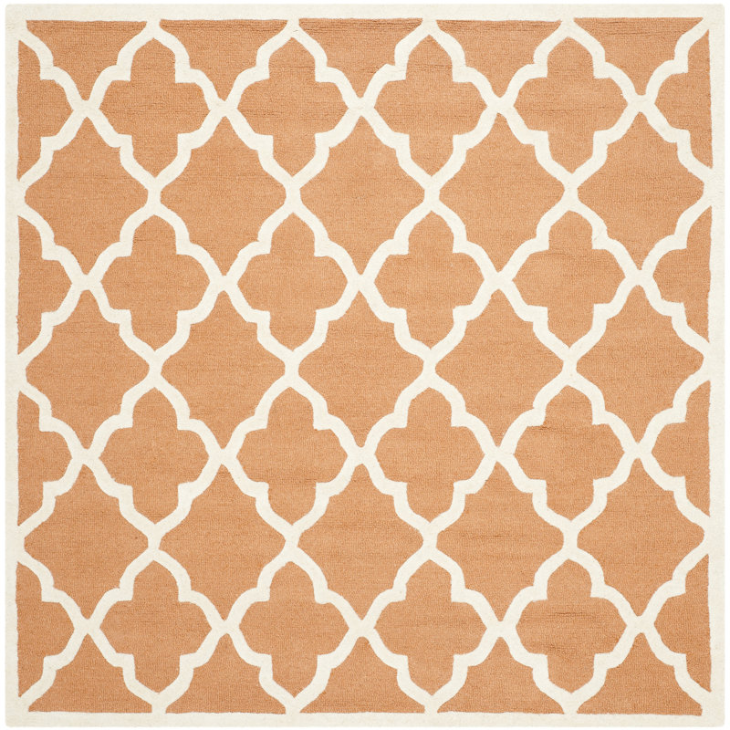 Cannen Hand Tufted Wool Geometric Rug, Square 6'
