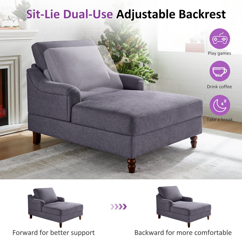 Garit 38.58" W Upholstered Chaise Lounge, Gray