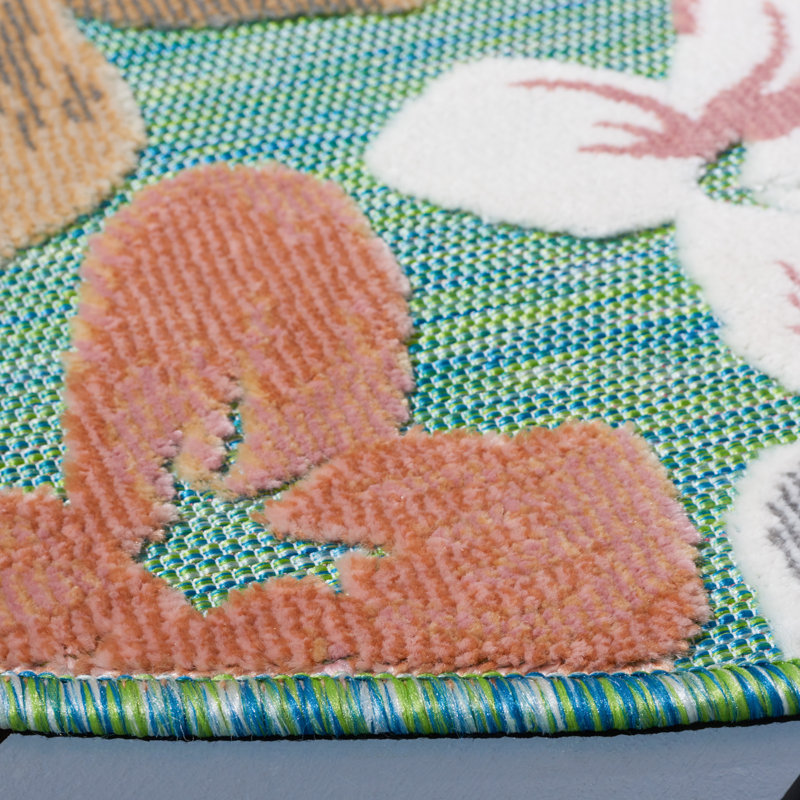 Tapis floral tissé à la machine Shutesbury, Rond 6 pi 5 po