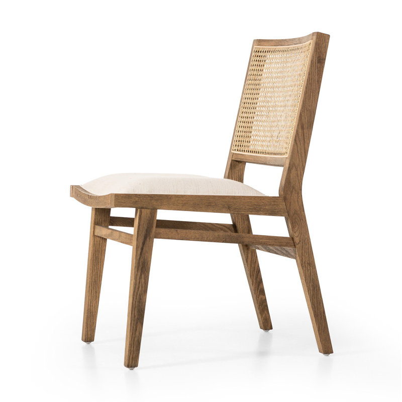 Sage Upholstered Dining Chair, Cream Flax Polyester Blend, Toasted Oak