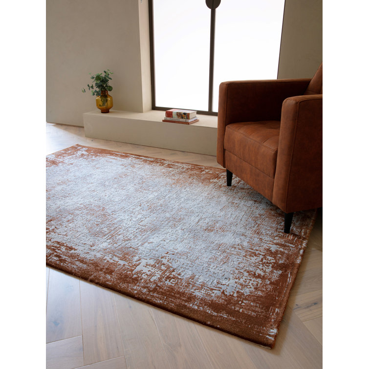 Abrienne Soft Shiny Border Orange/Grey Rug