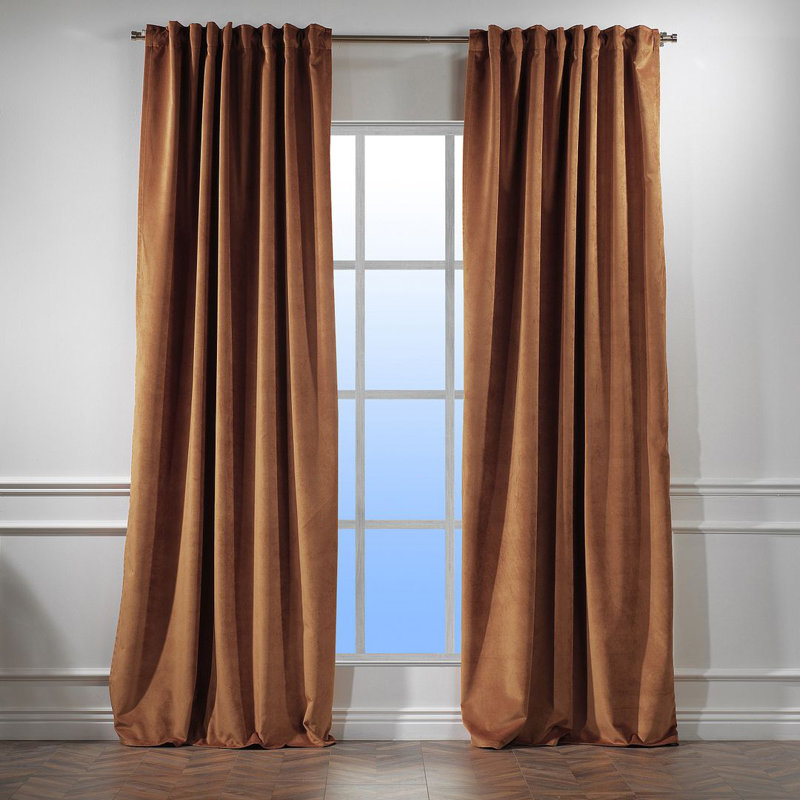 Blackout Single Curtain Panel, 260cm Width x 295cm Drop, Bourbon