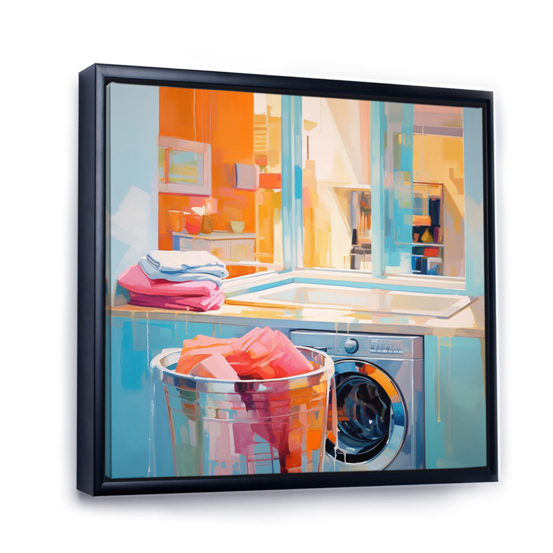 Blanchisserie, "Abstract Reflections I" sur toile, H 30 po x l 30 po x P 1 po, Cadre flottant noir
