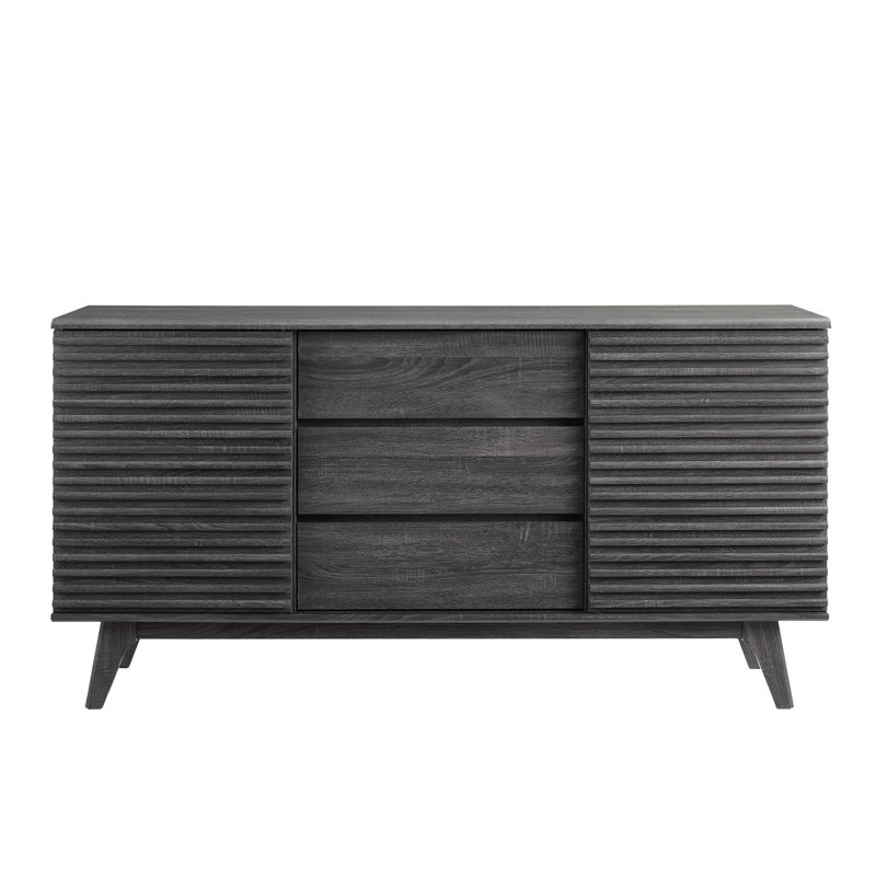 Charcoal 63" Mid-Century Modern Sideboard Buffet Table with Cabinet