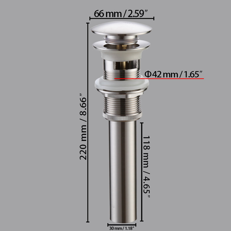 Pop-Up Drain Stopper Bathroom Sink Drain With Overflow, Brushed Nickel