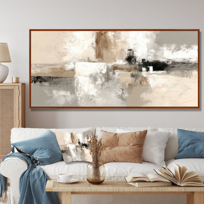 «Brown and Black Brushstroke», peinture abstraite sur toile encadrée, art mural abstrait brun