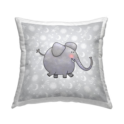 Patterned Elephant Nursery Decorative Printed Throw Pillow by Jeff McKinley rep. Levison Designs