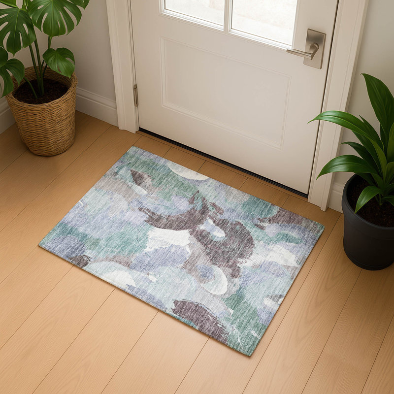 Premium Machine Washable Mouton Abstract Rug, Rectangle 1'8" x 2'6"