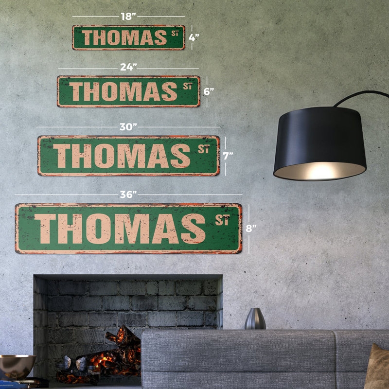 Plaque de rue Thomas en aluminium 7 po x 30 po