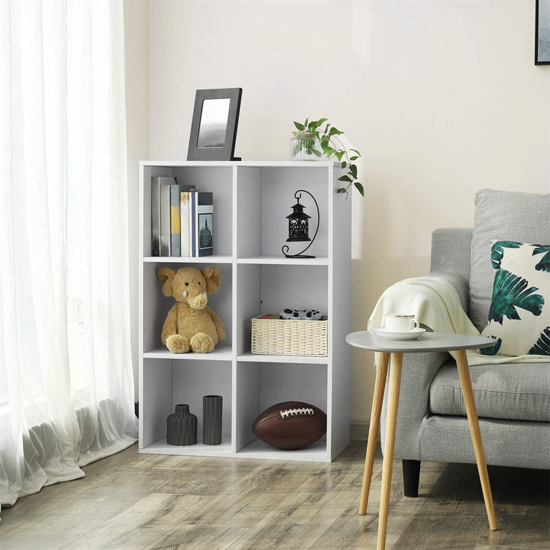 Wooden 3-Tier Bookcase Book Shelf Display Storage Shelf With 6 Compartments White, White