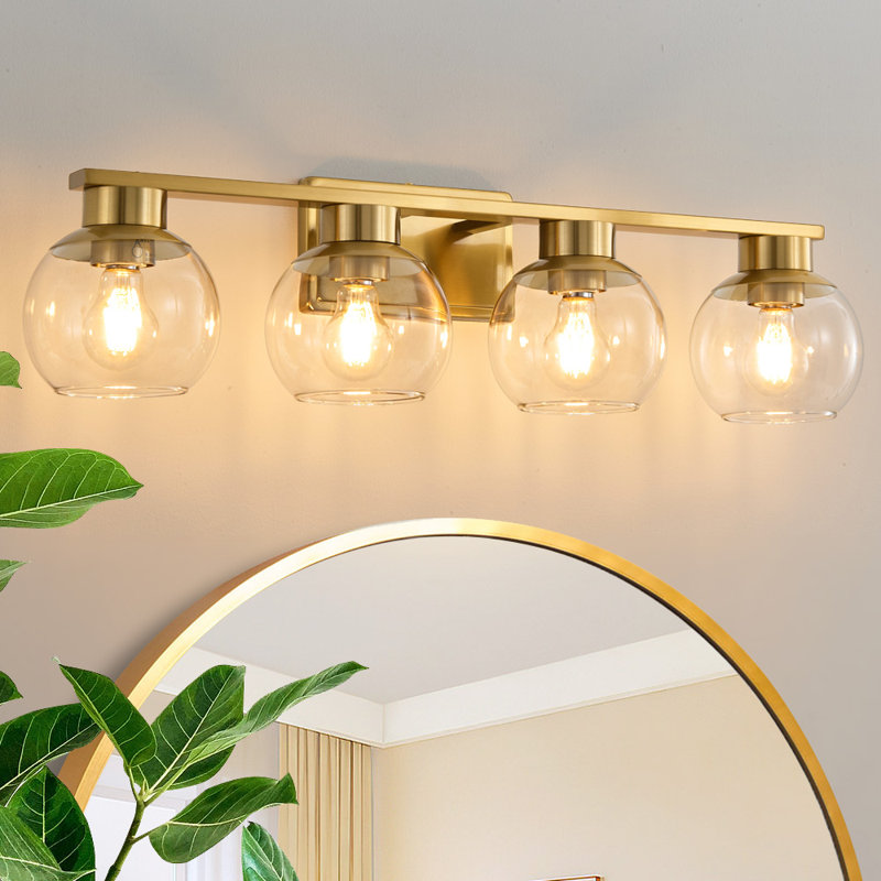 Geneva Dimmable Bathroom Vanity Light Fixtures, Gold, 4