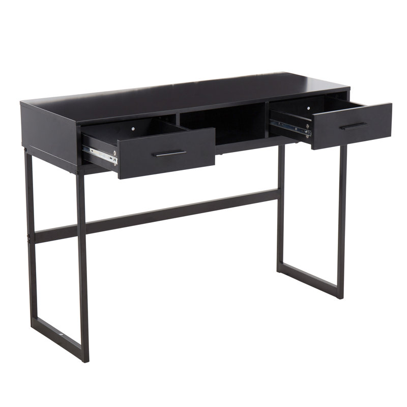 Console contemporaine en métal noir et bois noir